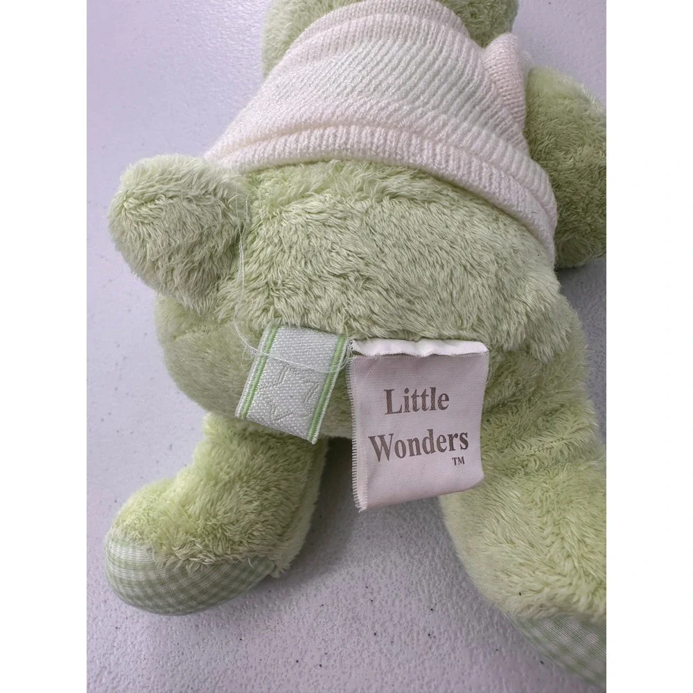 Little Wonders Bunny Plush Green Rabbit Stuffed Animal Sweater 10in Kids Rattle
